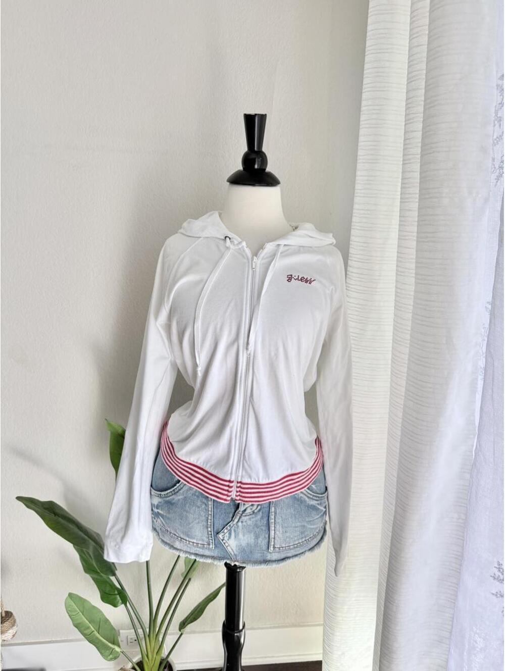 Guess Jeans White Zip Hoodie